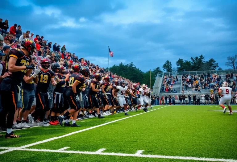 High school football players in action at a game in Metro Detroit