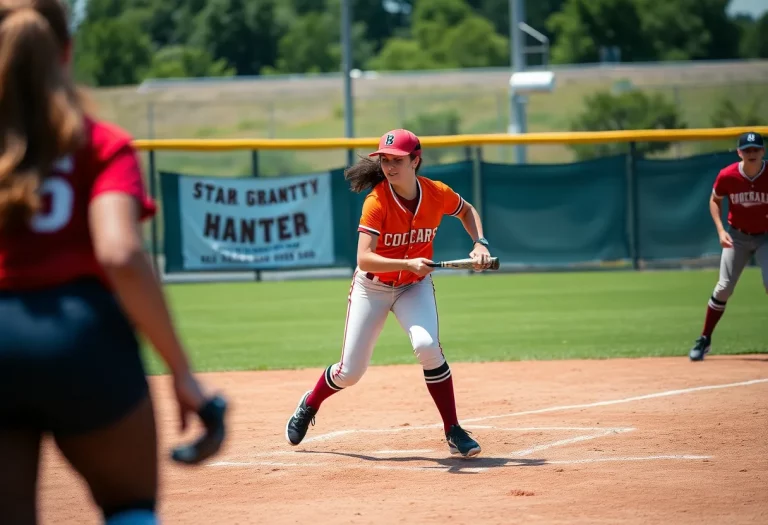 Softball player showcasing teamwork on the field
