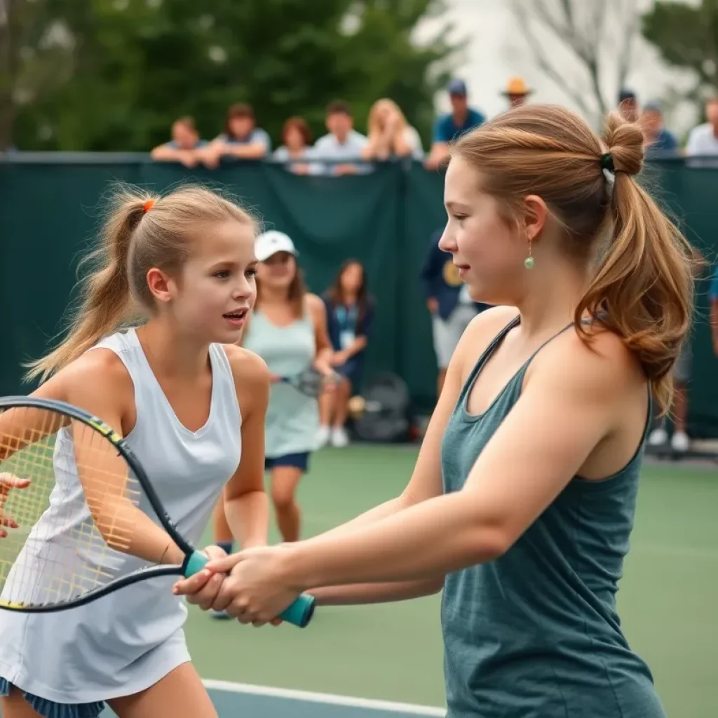 Girls high school tennis players competing in Minnesota