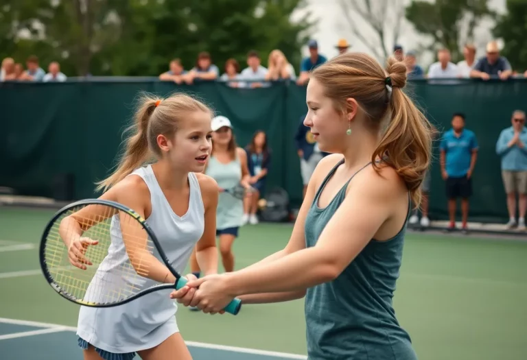 Girls high school tennis players competing in Minnesota