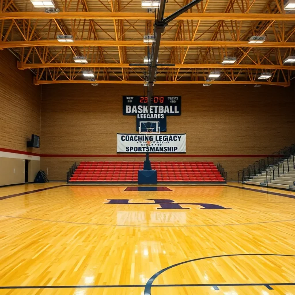 Tribute to Mitch Fiegel Court with basketball equipment