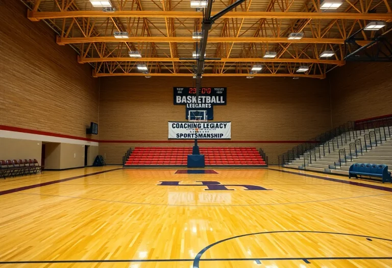 Tribute to Mitch Fiegel Court with basketball equipment