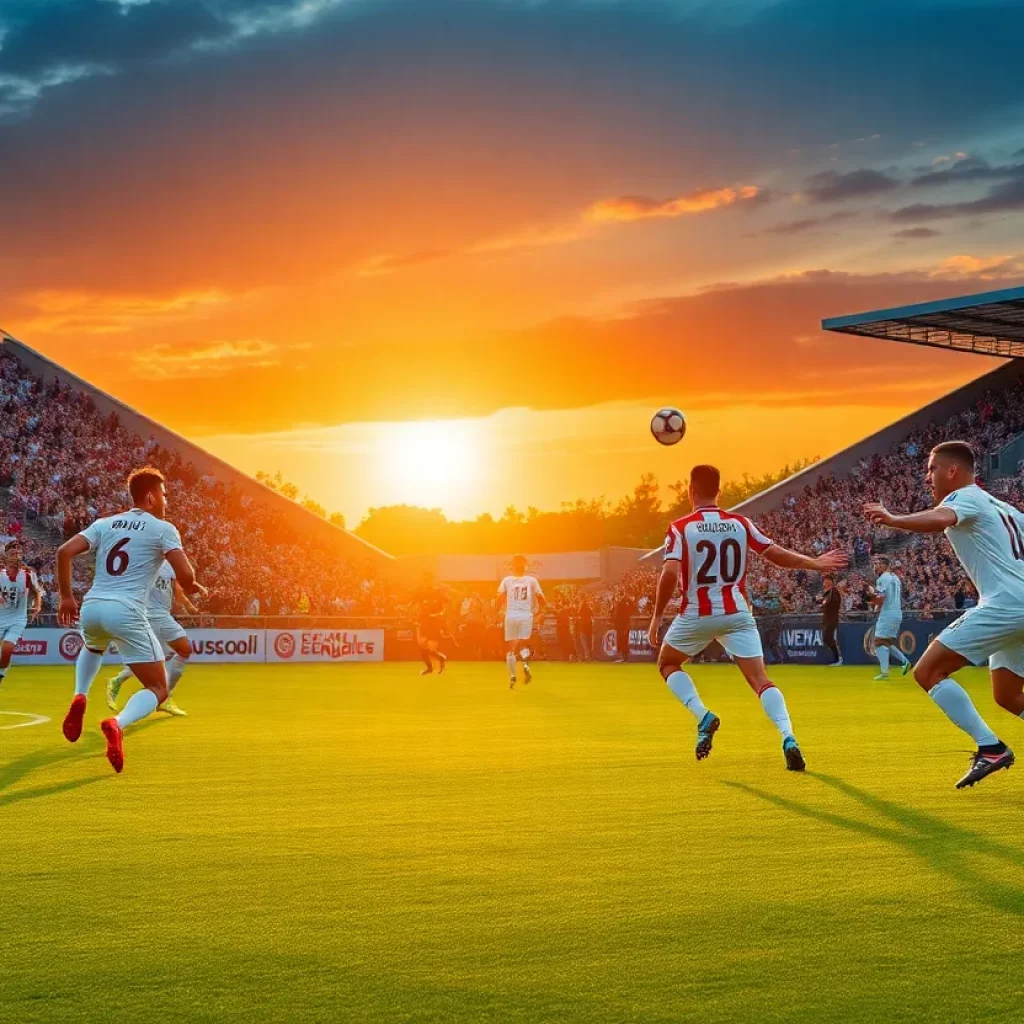 Players from Mitchell High School boys soccer team competing on the field