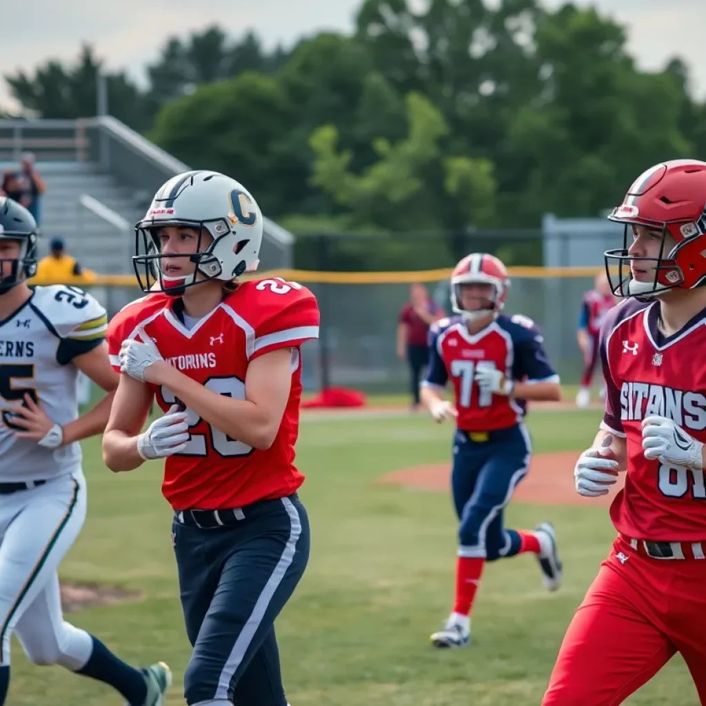 High school athletes showcasing their dual-sport talents in football and baseball