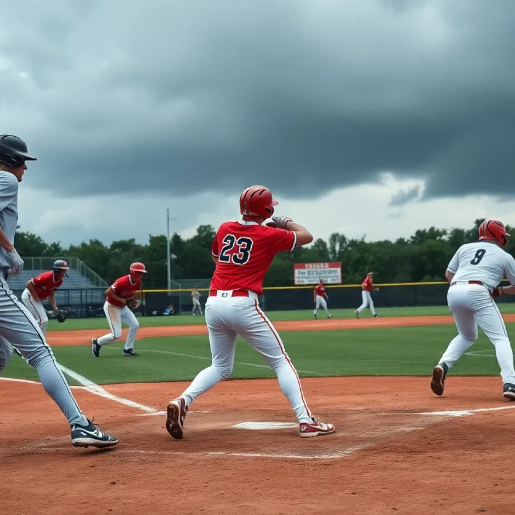 Players from East and West teams during the Montana High School All-Star Baseball Classic