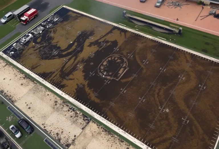 Burnt sections of Mount Diablo High School football field