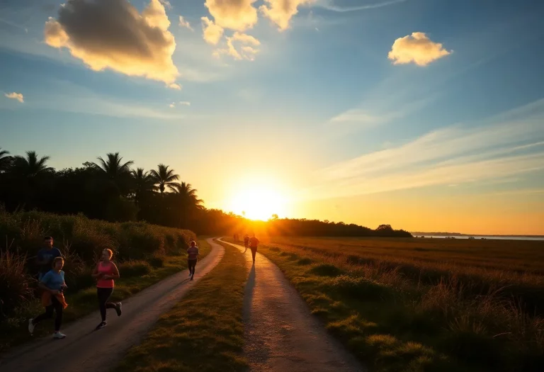 Runners preparing for cross country racing in Naples
