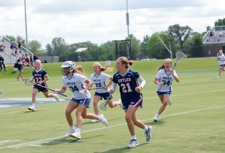 High school lacrosse players competing at the national games