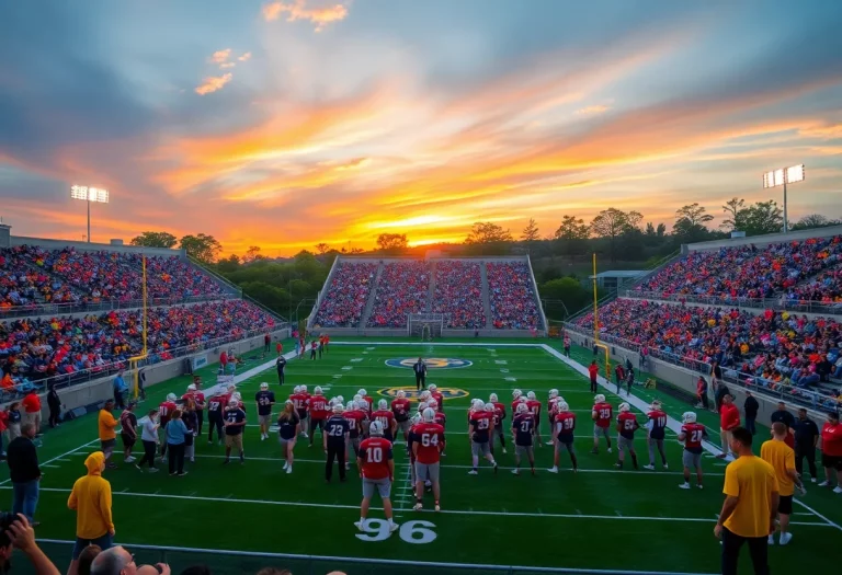 Crowd of enthusiastic fans at a high school football game