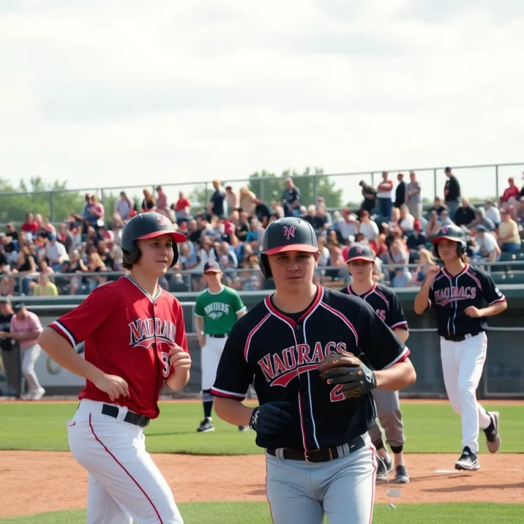 Players participating in a high school baseball match in North Iowa.