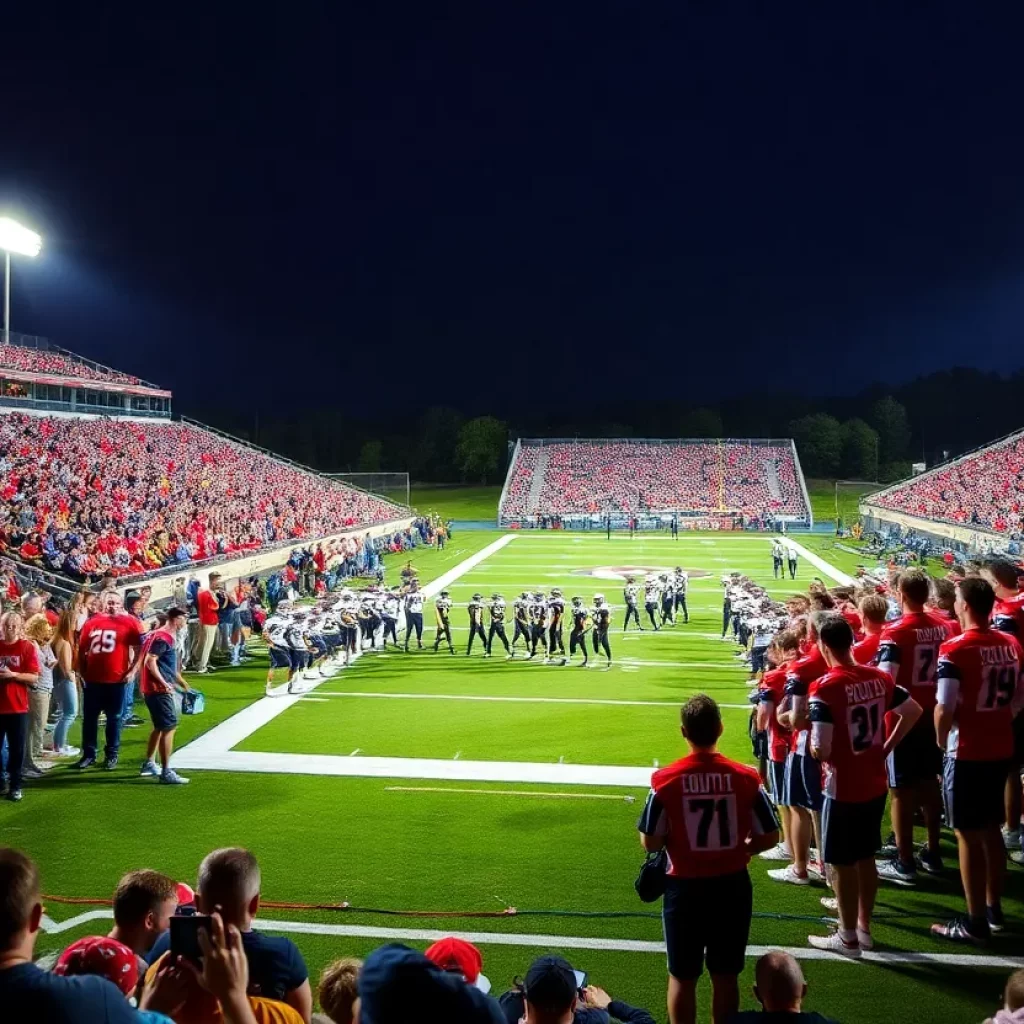 Students and fans cheering at an Ohio high school football game