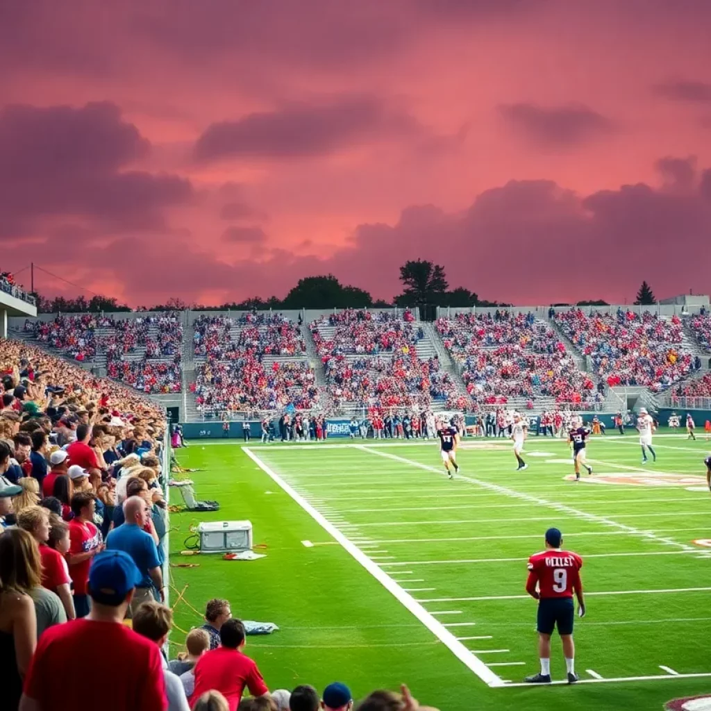 Crowd cheering at Ohio high school football game