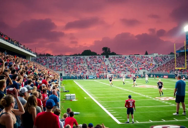 Crowd cheering at Ohio high school football game