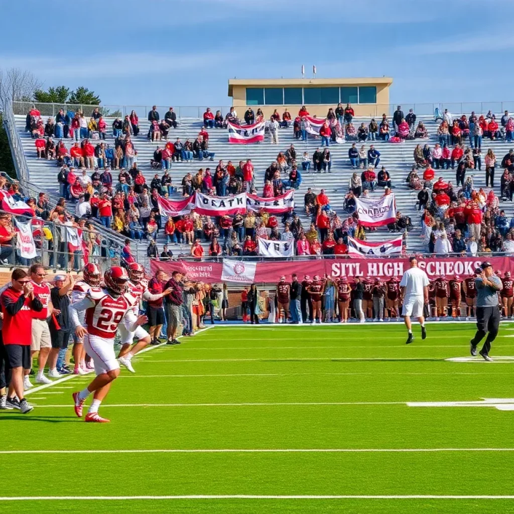 Fans cheering at a Nebraska high school football game
