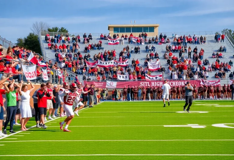 Fans cheering at a Nebraska high school football game