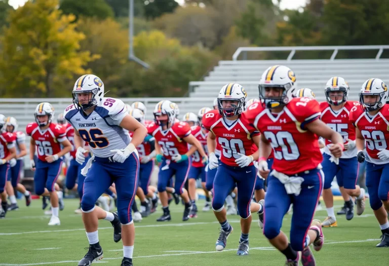 High school football players preparing for a game in Oregon