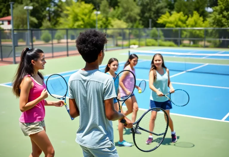 Teens practicing tennis at Otsego County Sportsplex