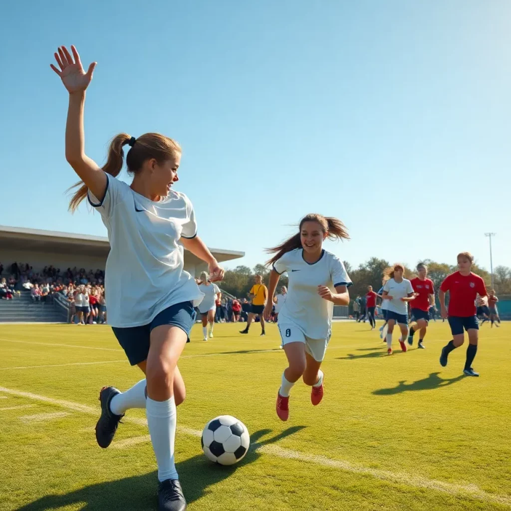 High school soccer players in action during a match in Paducah.
