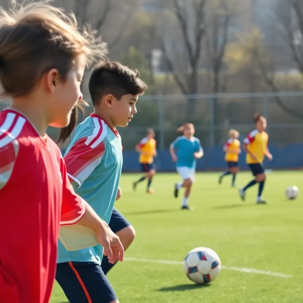 Players from the Pahrump Valley High School soccer team practicing on the field