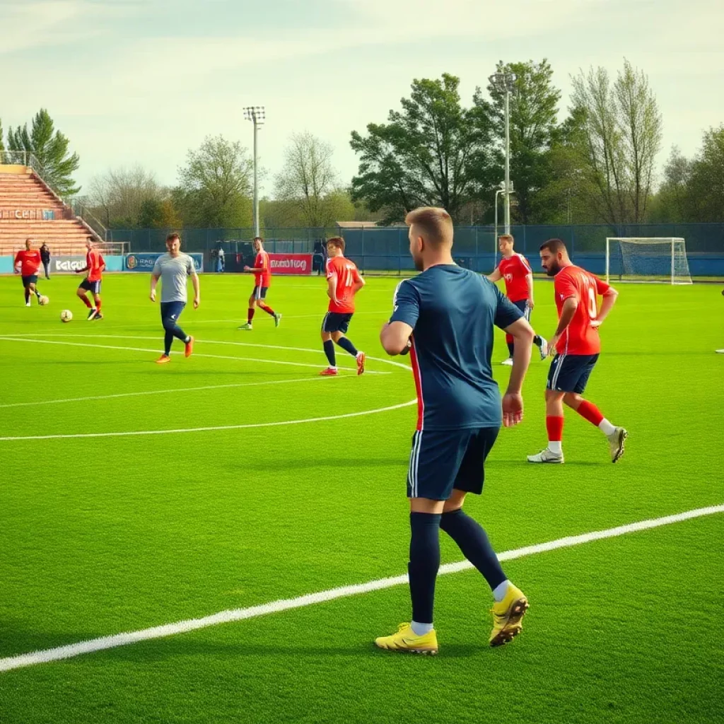 Girls soccer team practicing at Pahrump Valley High School