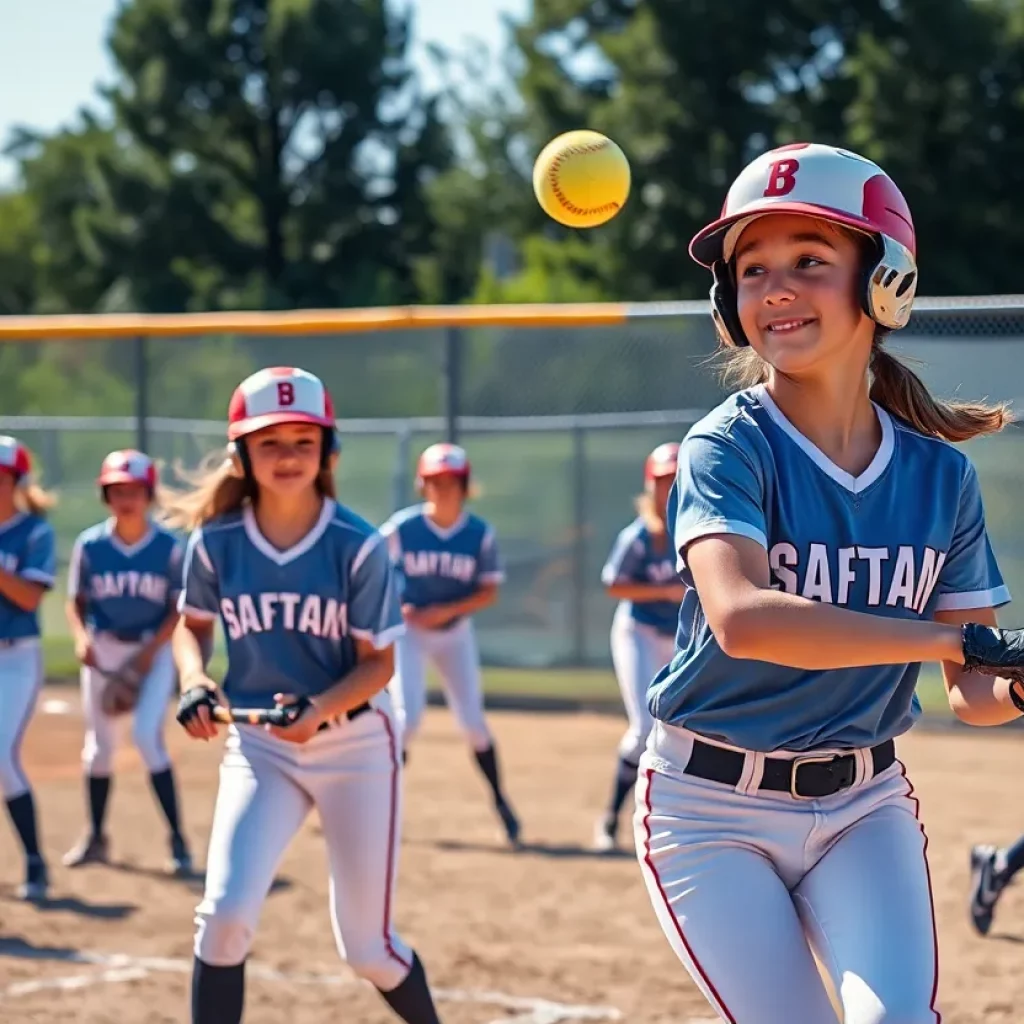 Pine Creek softball team in action during their season opener.