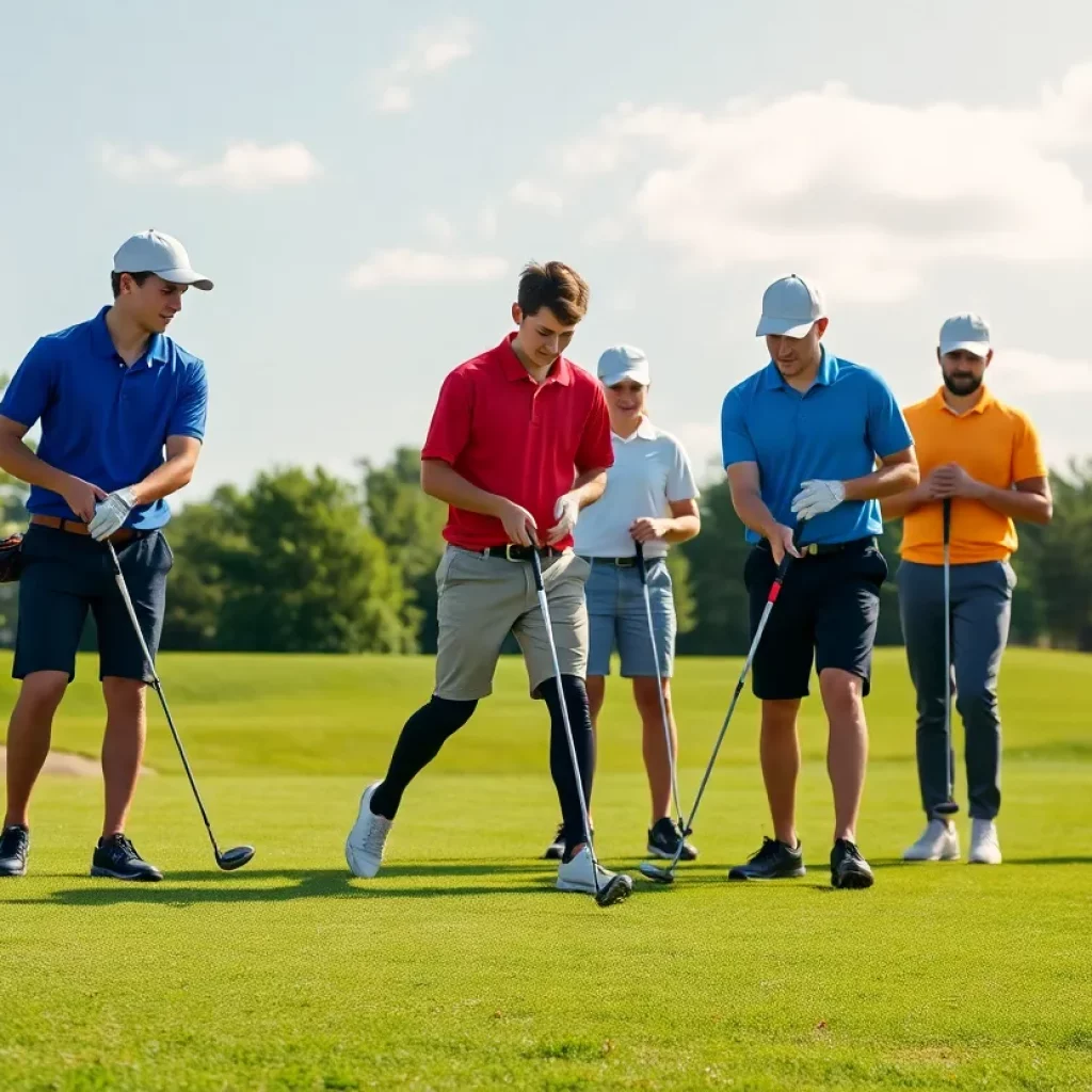 Poland High School golfers practicing on the course