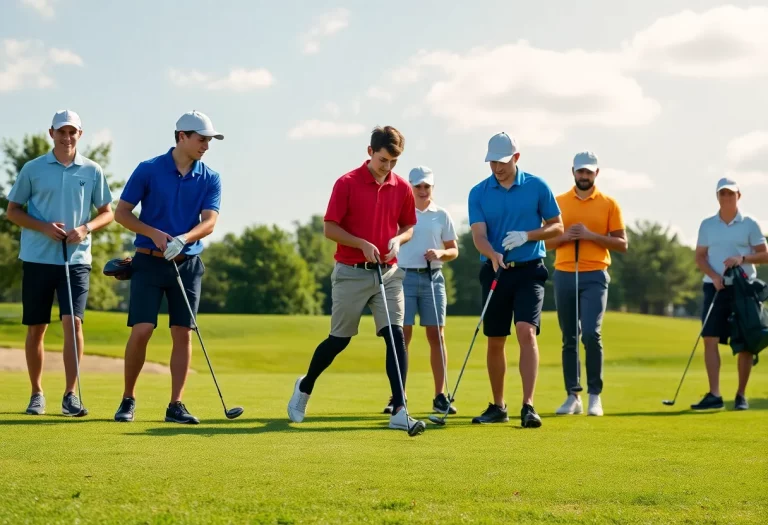 Poland High School golfers practicing on the course
