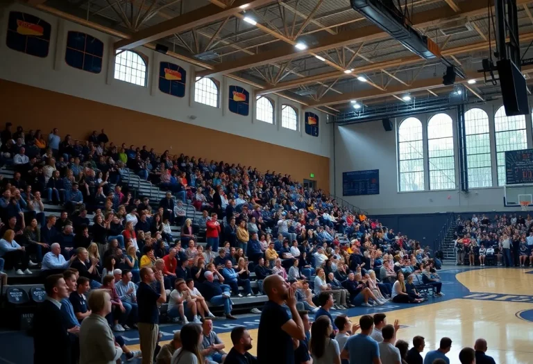 Basketball court at Reading High School during a game