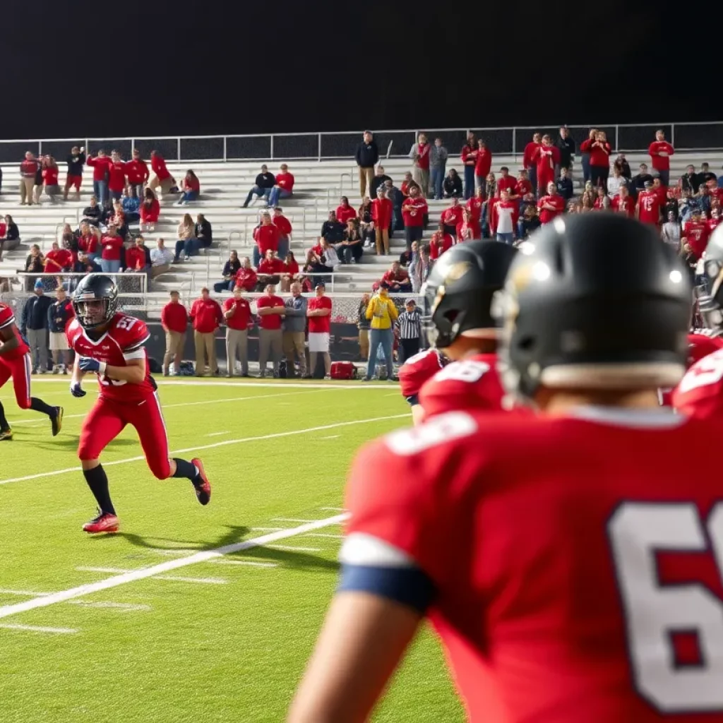 Players in action during a Region 10 high school football game