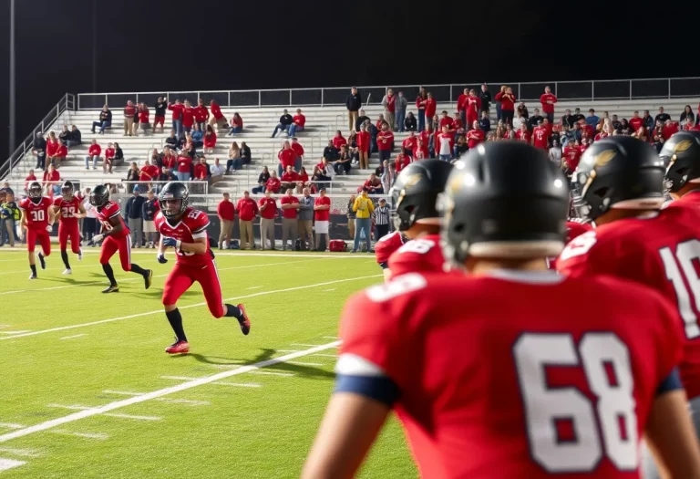 Players in action during a Region 10 high school football game
