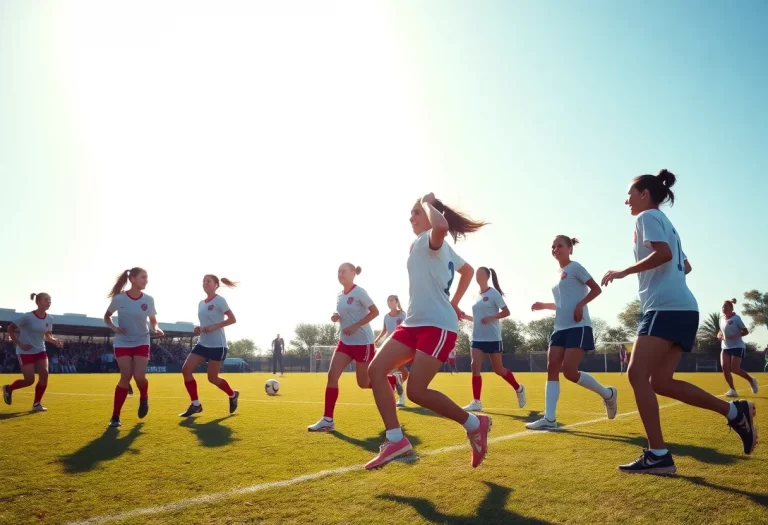 Young female athletes practicing soccer in honor of Kelly Pierce.