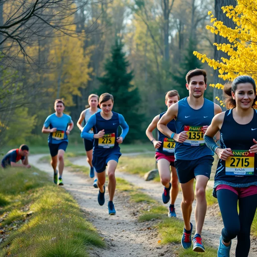 Runners on a cross country trail ready for competition