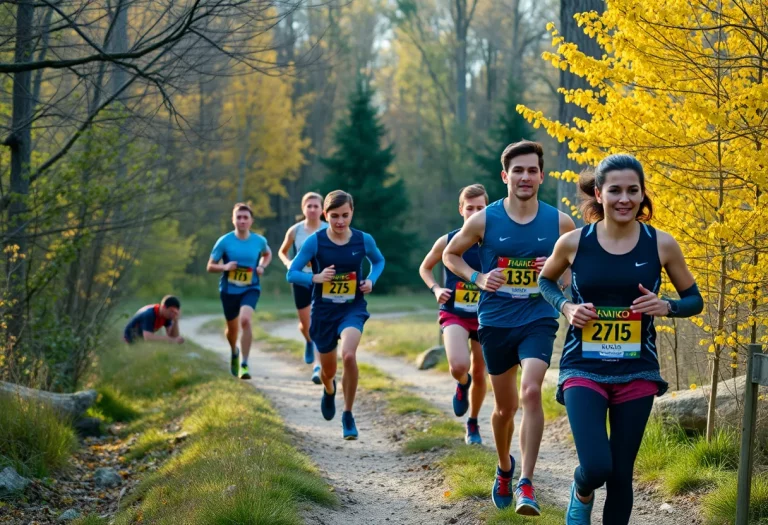 Runners on a cross country trail ready for competition