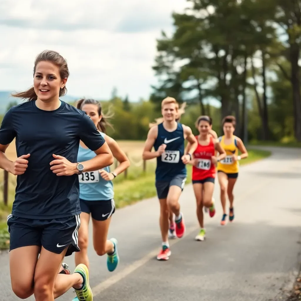 Ripon High School cross country team training outdoors