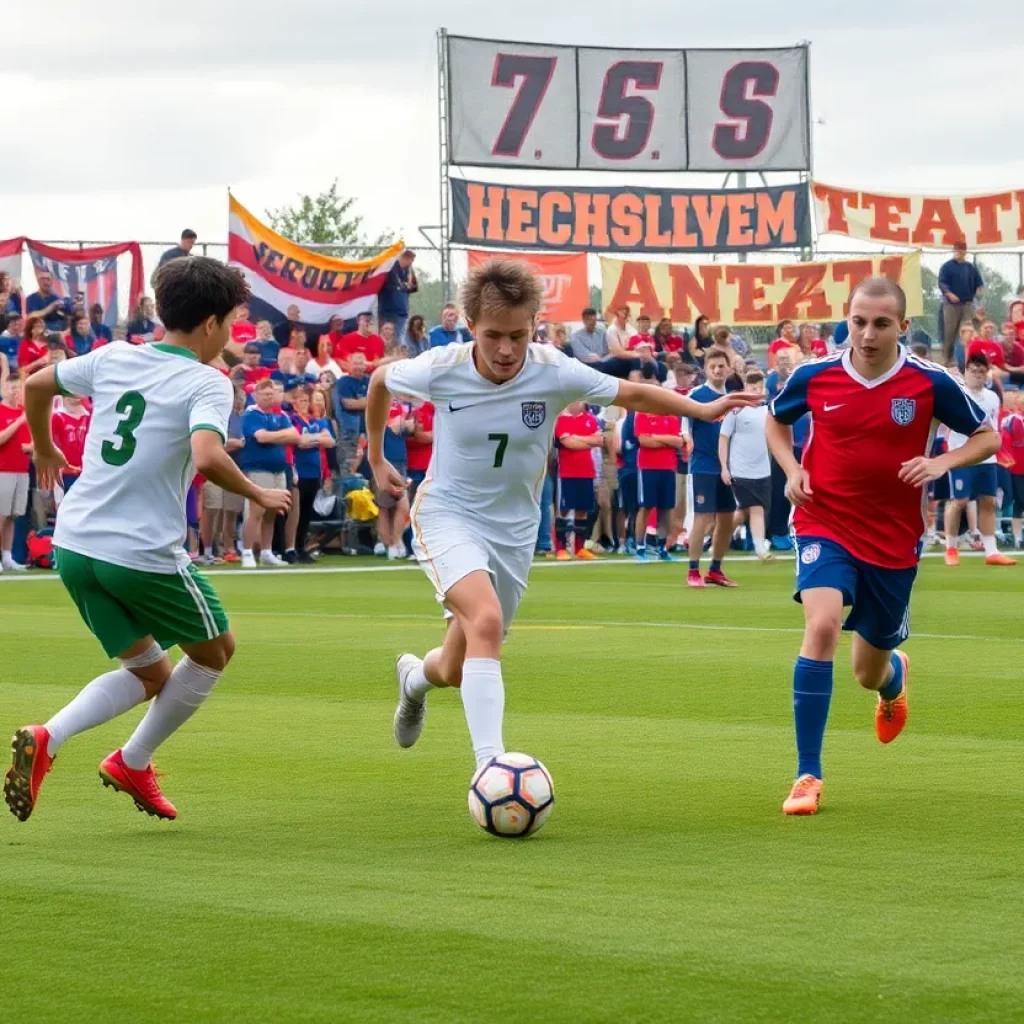 Riverview High School boys soccer team during a match
