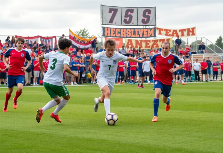 Riverview High School boys soccer team during a match