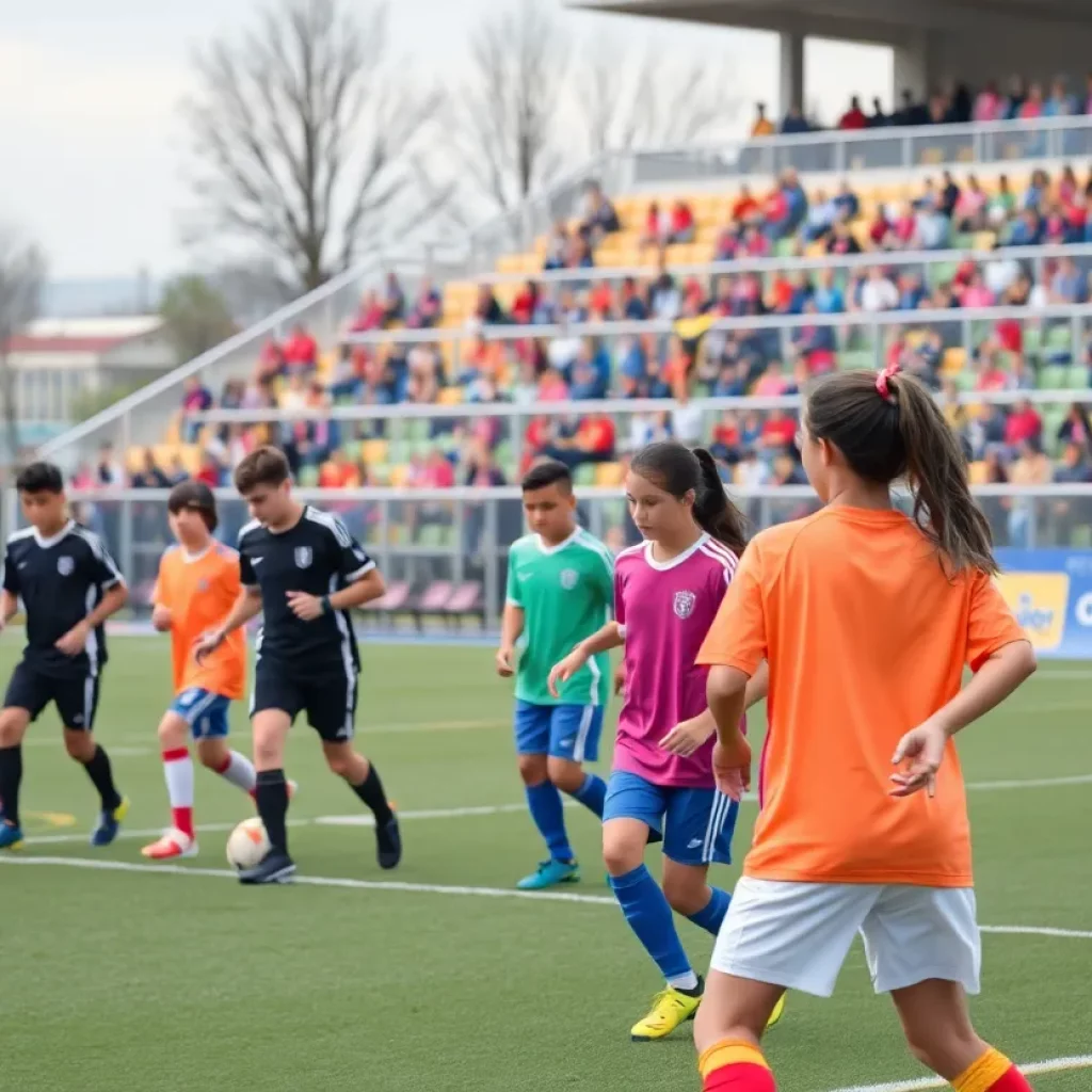 High school soccer players practicing on the field in Rochester.