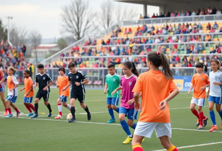 High school soccer players practicing on the field in Rochester.