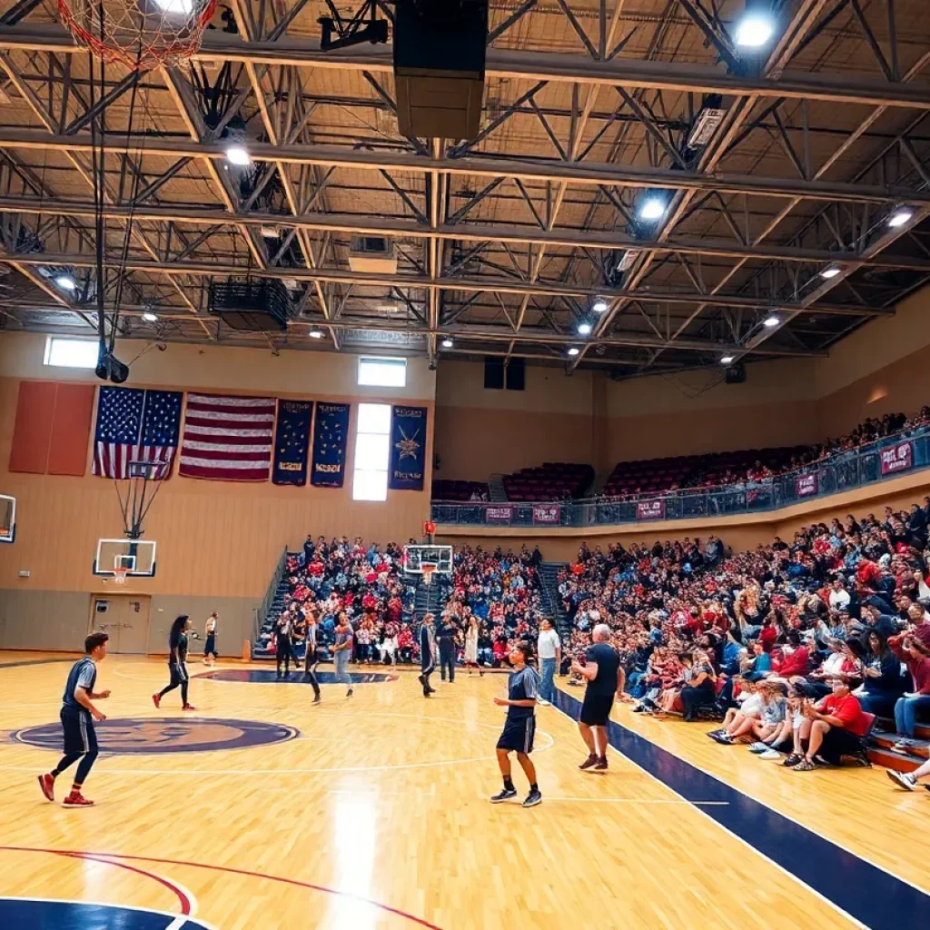 Basketball court at State Fair Community College during practice