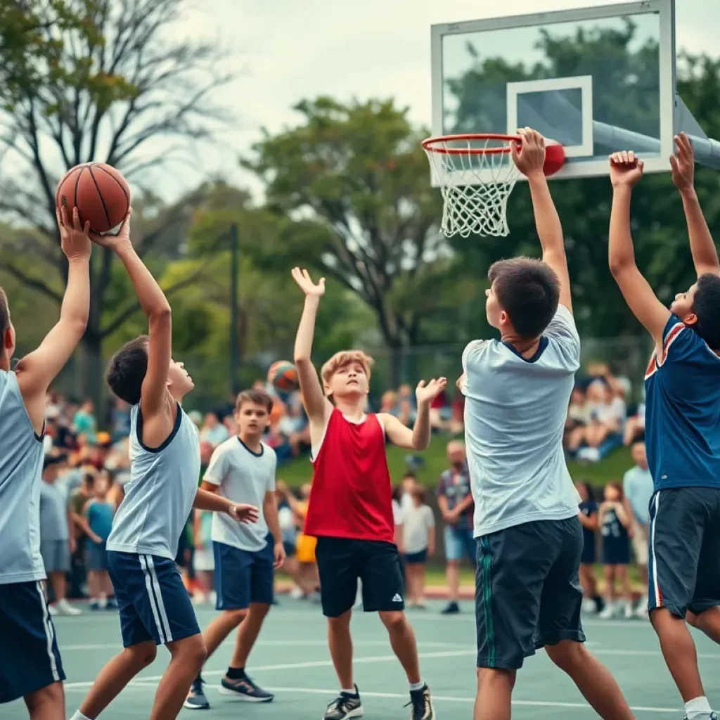 Young athletes showcasing their basketball skills during the SLAM Summer Classic.