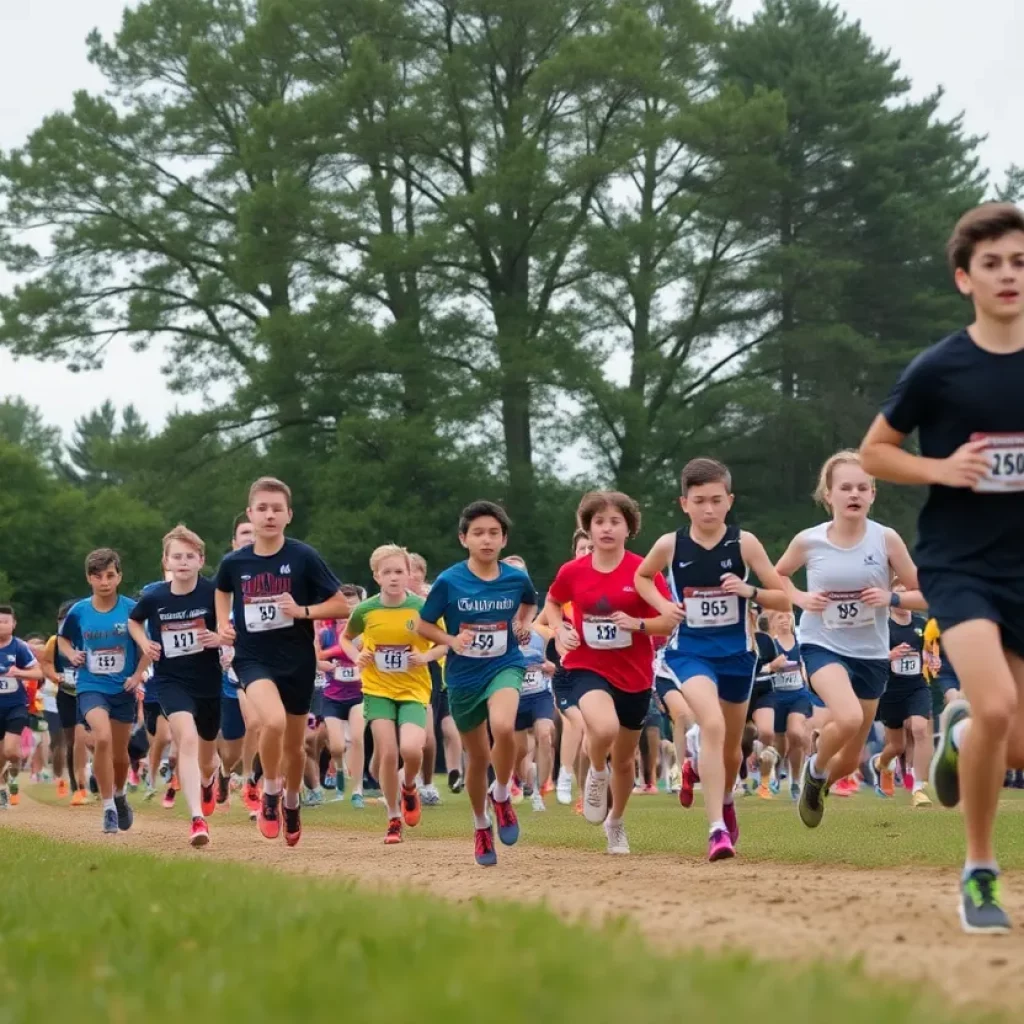 Athletes participating in the SMAA Relays under rainy weather