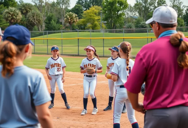 Youth softball players in action on the field