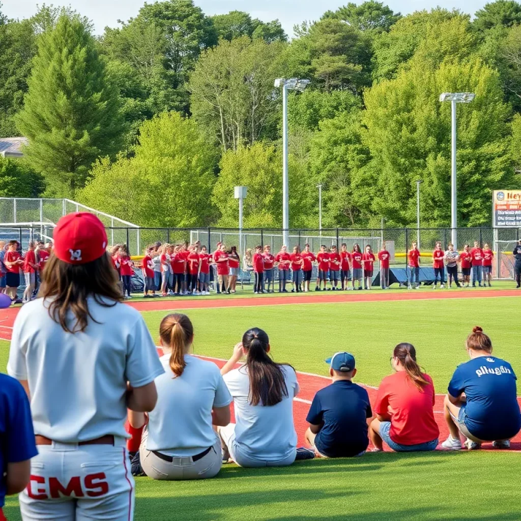 High school softball field filled with enthusiasm and energy