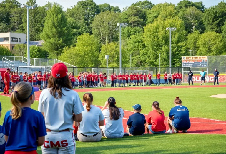 High school softball field filled with enthusiasm and energy