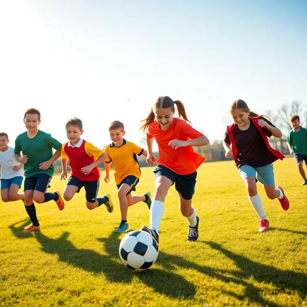 Wynne High School students engaged in a soccer game