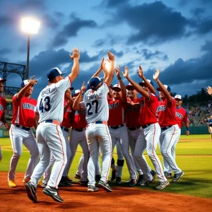 Team USA celebrating their championship win at the Latin America Baseball Classic.
