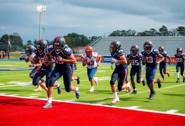 High school football players in action during the 2025 season in Tennessee.