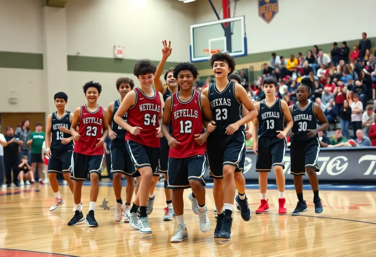 High school basketball players competing in Texas