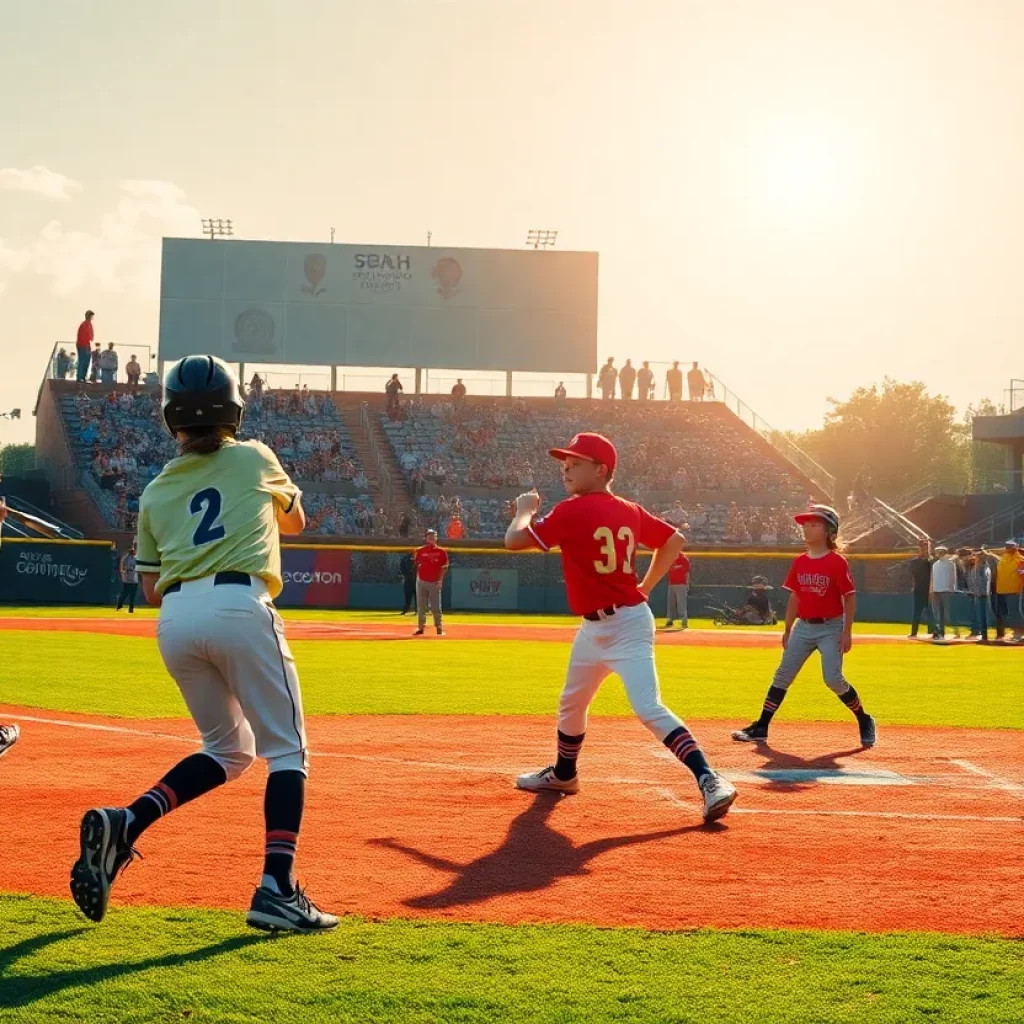 Young players participating in youth baseball games during the Torrance Friendship Games.