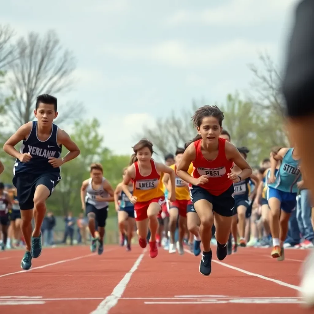 Track meet illustrating tension and concern over racism.